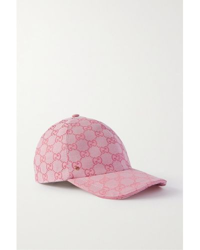Gucci Leather-trimmed Cotton-blend Canvas-jacquard Baseball Cap - Pink