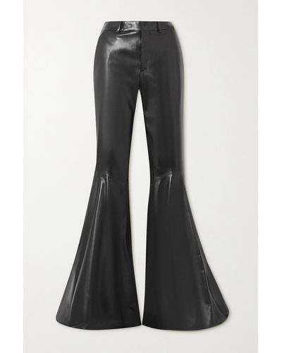 Saint Laurent Leather Flared Trousers - Black