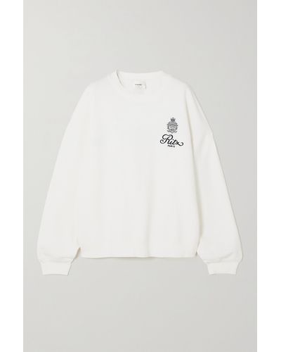 FRAME + Ritz Paris Embroidered Cotton-jersey Sweatshirt - White