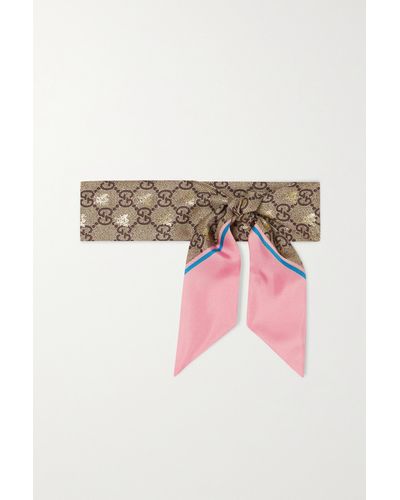 Gucci Modal Silk Shawl With GG Bees Motif - Brown