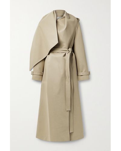 The Row Hellen Belted Draped Cotton-blend Gabardine Trench Coat - Natural