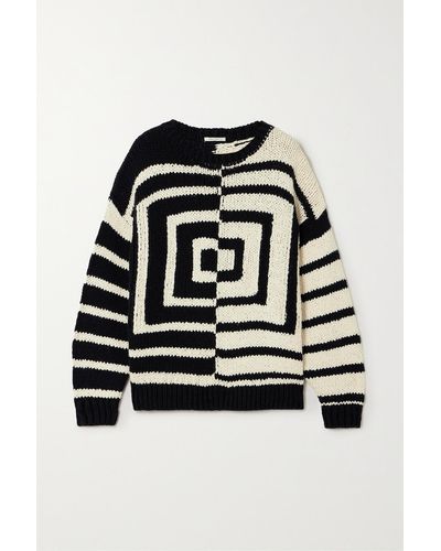 Mother The Easy Drop Intarsia-knit Sweater - Black
