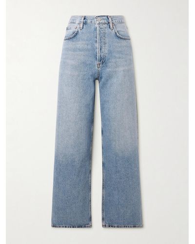 Agolde Ren Cropped High-rise Wide-leg Jeans - Blue