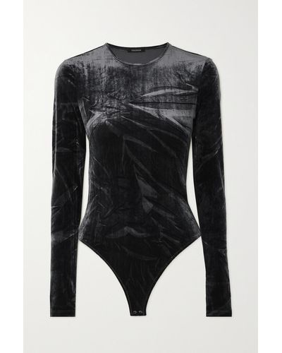 Goldsign The Wheeler Stretch-velvet Bodysuit - Black