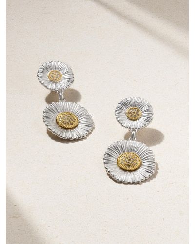Buccellati Daisy Sterling Silver And Gold Vermeil Diamond Earrings - Natural