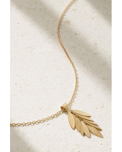 Sia Taylor Falling Leaf 18-karat Gold Necklace - Natural