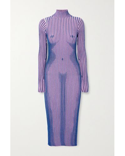 Jean Paul Gaultier Trompe L'oeil Slim-fit Wool Knitted Maxi Dress - Purple