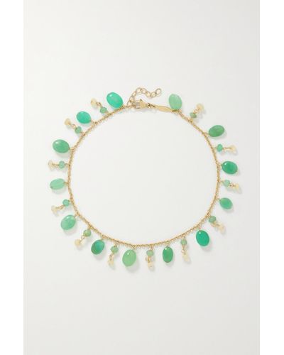 Jacquie Aiche 14-karat Gold, Chrysoprase And Opal Anklet - Green