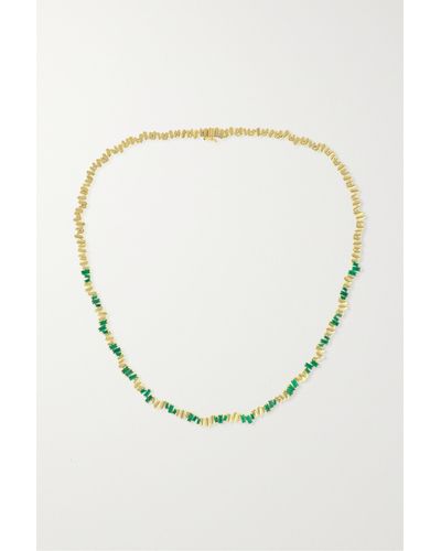 Suzanne Kalan 18-karat Gold Emerald Tennis Necklace - White