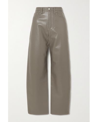 Goldsign The Hayne Recycled Leather-blend Straight-leg Trousers - Brown
