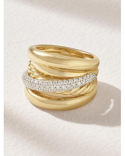 David Yurman Crossover Set Of Five 18-karat Gold Diamond Rings - Natural