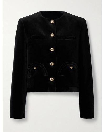 Blazé Milano Jealousy Cropped Cotton-velvet Jacket - Black