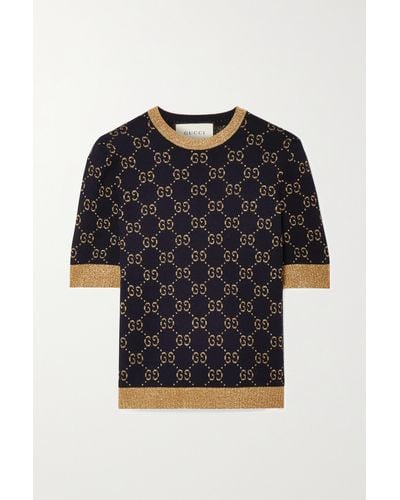 Gucci GG-logo Lame' Cotton Jacquard Knit Jumper - Multicolour
