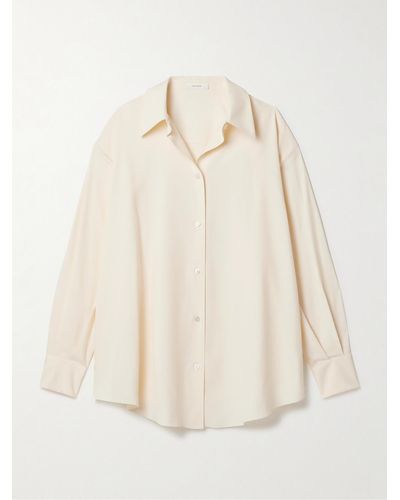 The Row Andra Oversized Silk Shirt - Natural