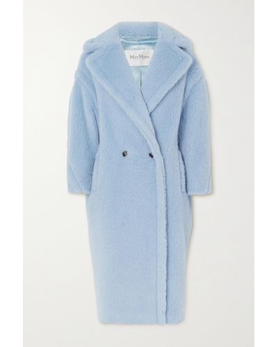 Max Mara Teddy Bear Icon Oversized Double-breasted Alpaca, Wool And Silk-blend Coat - Blue