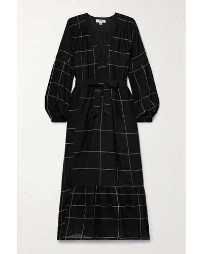 lemlem + Net Sustain Elsabet Belted Checked Cotton-blend Dress - Black