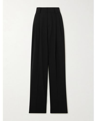 Petar Petrov Evidence Pleated Wool-blend Twill Wide-leg Trousers - Black