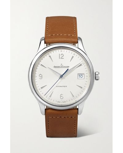 Jaeger-lecoultre Master Control Date Automatic 40mm Stainless Steel And Leather Watch - White