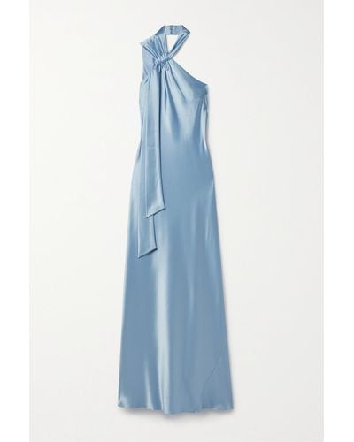 Galvan London Ushuaia Satin Halterneck Gown - Blue