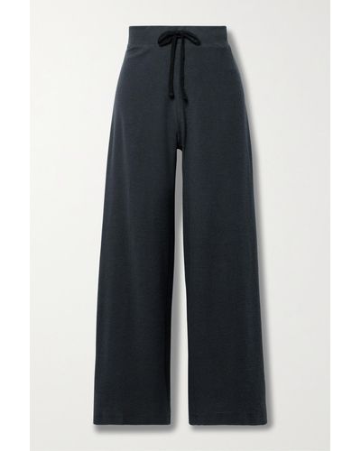 James Perse Waffle-knit Cotton And Cashmere-blend Track Trousers - Blue