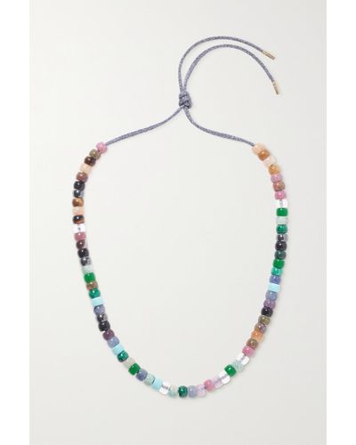 Carolina Bucci Forte Beads Moonbow Set Aus Einer Kette Aus Lurex® Mit Mehreren Steinen Und Details Aus 18 Karat Gold - Blau