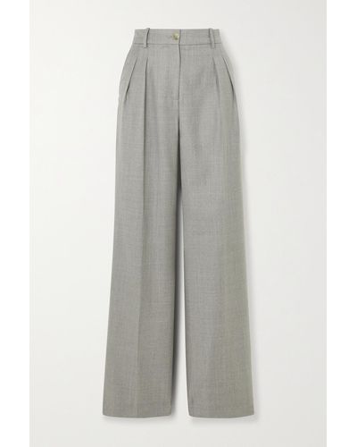 Loulou Studio Sbiru Pleated Wool Straight-leg Pants - Grey