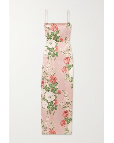 Reformation Frankie Floral-print Silk-charmeuse Maxi Dress - Pink