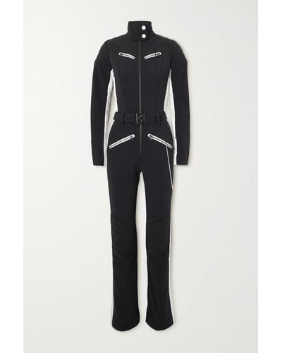 Bogner Misha Belted Striped Stretch Ski Suit - Black