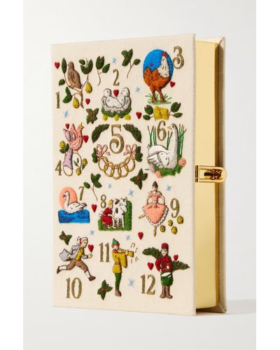 Olympia Le-Tan The Twelve Days Of Christmas Embroidered Appliquéd Canvas Clutch - Metallic