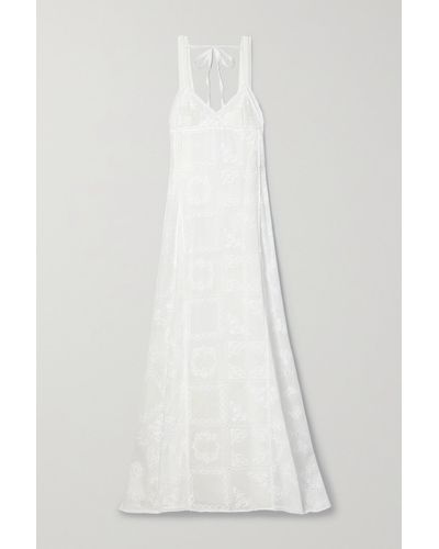 Chloé Open-back Embroidered Cotton-voile And Silk Gown - White