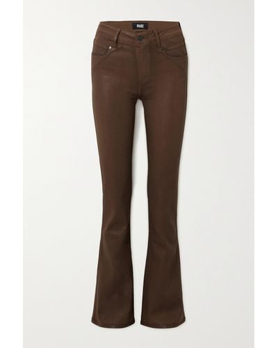 PAIGE Laurel Canyon High-rise Coated Flared Jeans - Brown