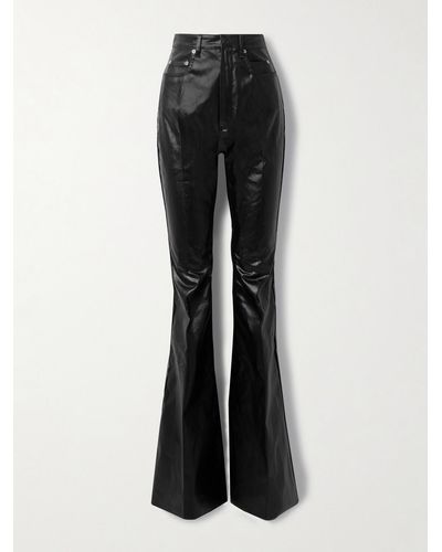 Rick Owens Bolan Coated Cotton-blend Twill Flared Trousers - Black