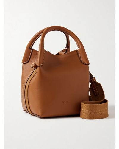 Loro Piana Bale Micro Webbing-trimmed Leather Bucket Bag - Brown