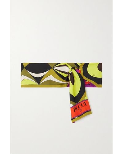 Emilio Pucci Multicolor Multicolor Signature Print Silk Skinny Neck Scarf  at FORZIERI
