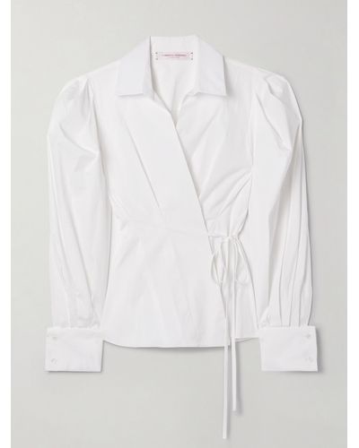 Carolina Herrera Cotton-blend Poplin Wrap Shirt - White