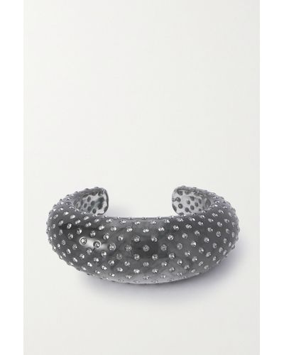 Saint Laurent Smoking Crystal-embellished Resin Cuff - Grey