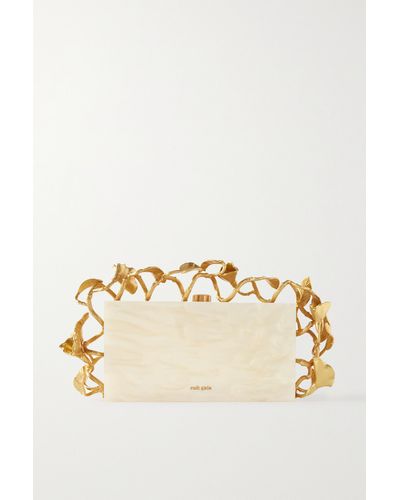 Cult Gaia Fana Marbled Acrylic And Gold-tone Clutch - Natural