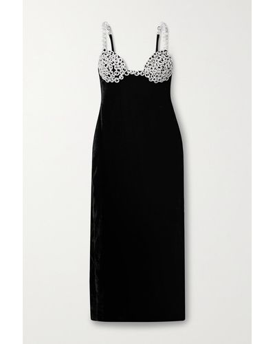 PATBO Crystal-embellished Velvet Midi Dress - Black