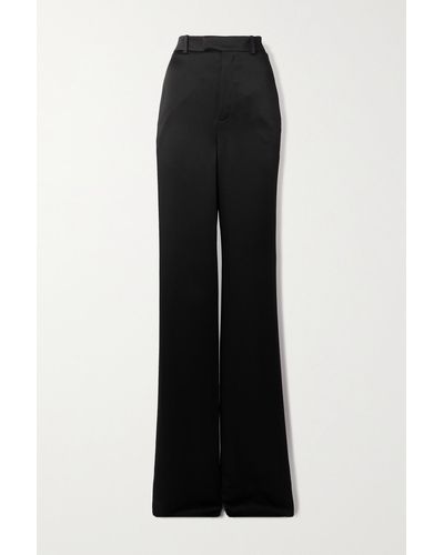 Saint Laurent Hose Mit Weitem Bein Aus Satin - Schwarz