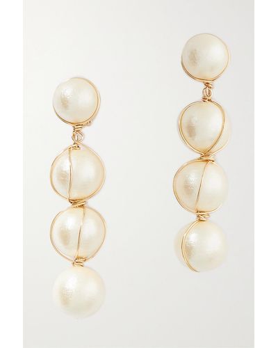 Cult Gaia Giga Gold-tone Faux Pearl Clip Earrings - Natural