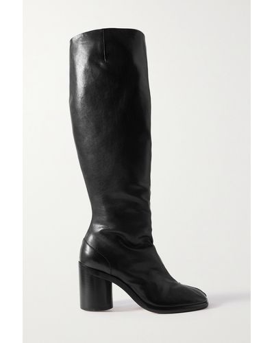 Maison Margiela Tabi Leather Knee Boots - Black