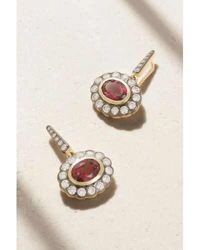 Marlo Laz Lexi 14-karat Gold, Rhodolite And Diamond Earrings - Natural