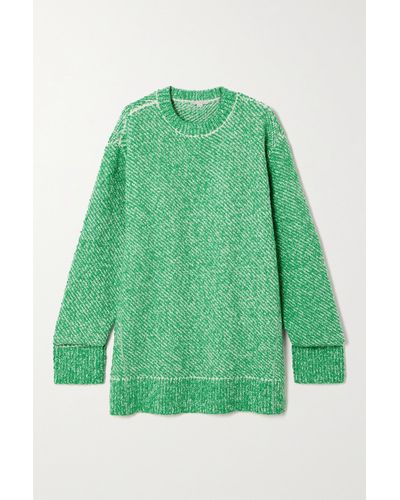 Stella McCartney Oversized-pullover Aus Bouclé Aus Einer Baumwollmischung - Grün