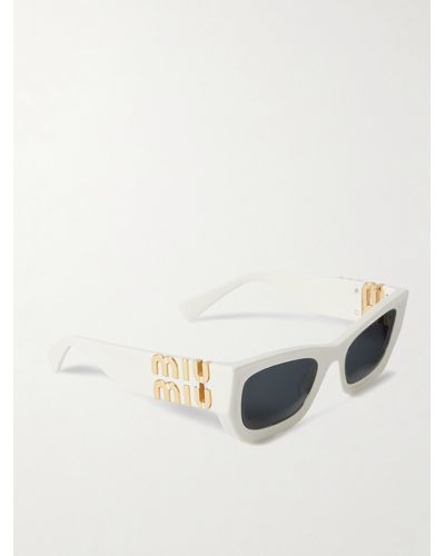 Miu Miu Glimpse Rectangular-frame Acetate Sunglasses - Natural