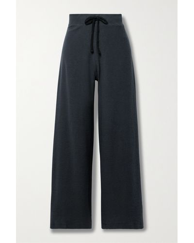 James Perse Waffle-knit Cotton And Cashmere-blend Track Trousers - Blue