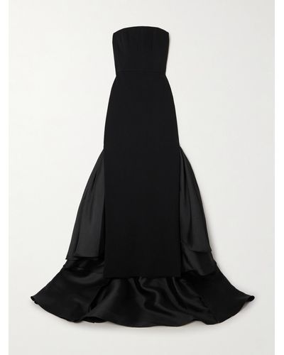 Solace London Jodi Strapless Crepe And Satin-twill Gown - Black