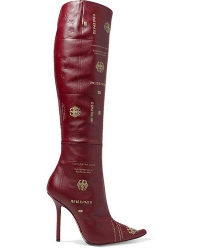 Vetements 110 Passport Print Leather Boots - Red