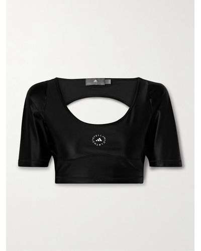 adidas By Stella McCartney Truepurpose Cutout Cropped Stretch Recycled-jersey Top - Black