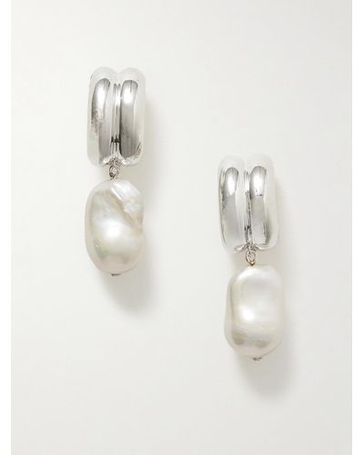 AGMES Juliette Recycled Silver Pearl Earrings - White