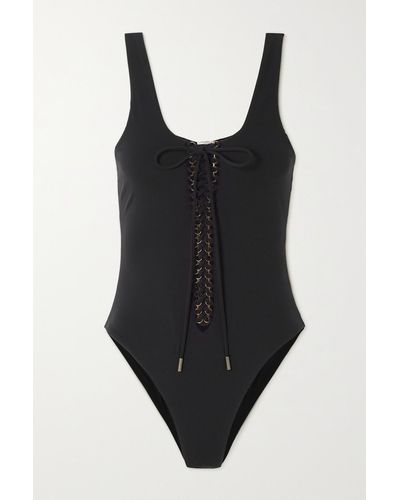 Saint Laurent Saharienne Body Mit Schnürung - Schwarz